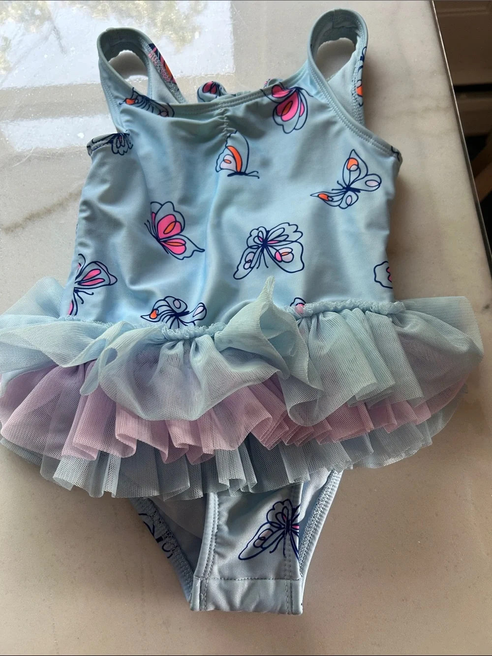 Cat & Jack Light Blue Butterfly Tutu Swimsuit